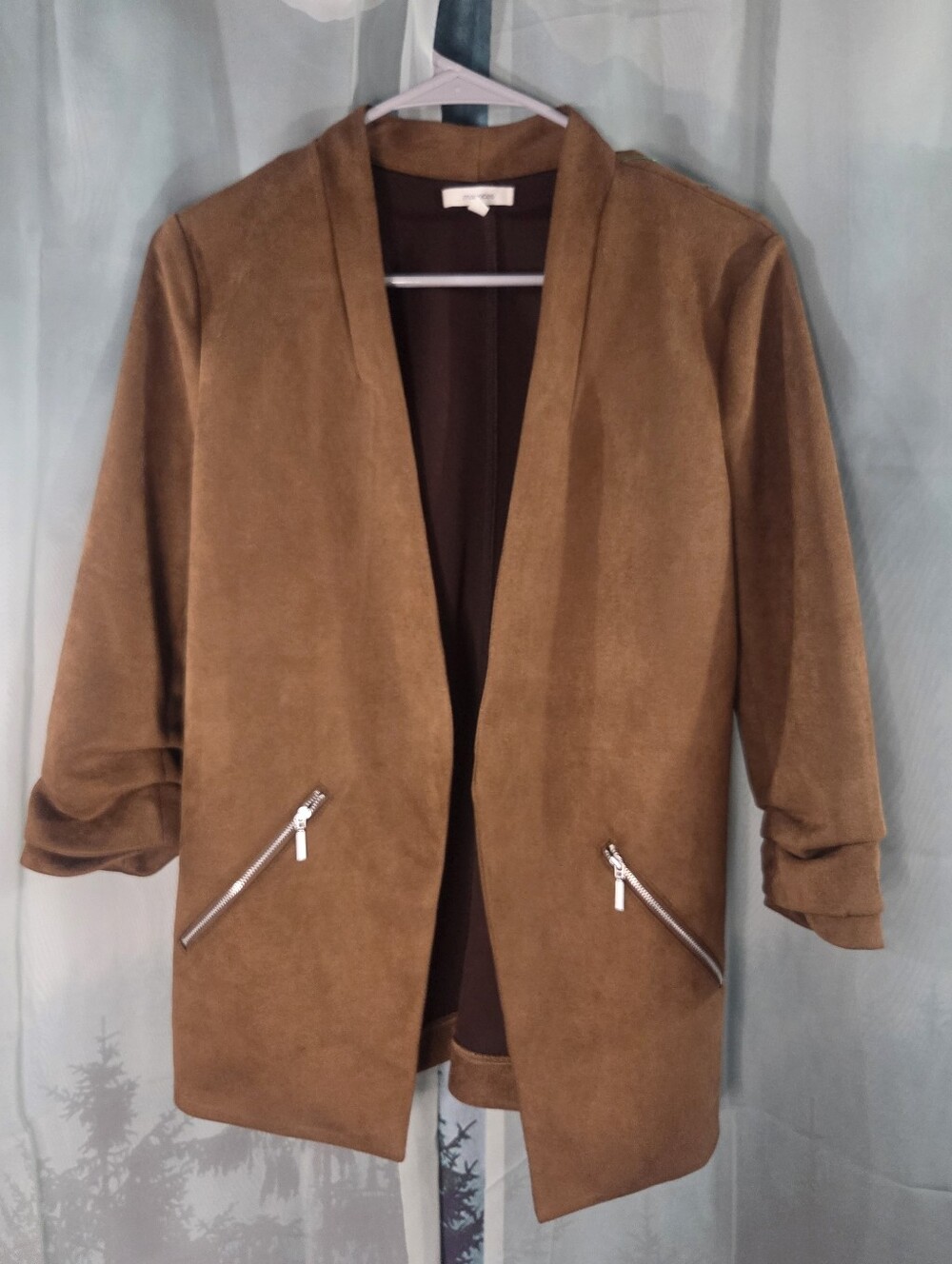 Maurices Suede-Look Open Front Blazer in Camel Brown